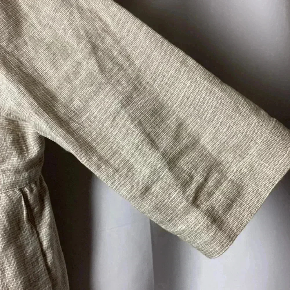 J. JILL WO SIZE‎ LARGE  LINEN LIGHTWEIGHT OATMEAL COLOR SILVER METALLIC THREAD